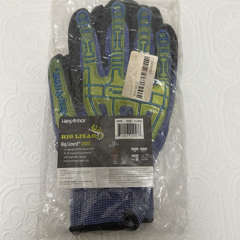 Hex Armor Rig Lizard 2095 Work Gloves XXL 13 Gauge Thermal Impact Protection